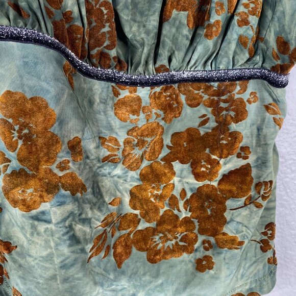 Shein  Velvet Burnout Babydoll Whimigoth Forest Fairy Milkmaid Top Green Sz XS - Picture 7 of 11